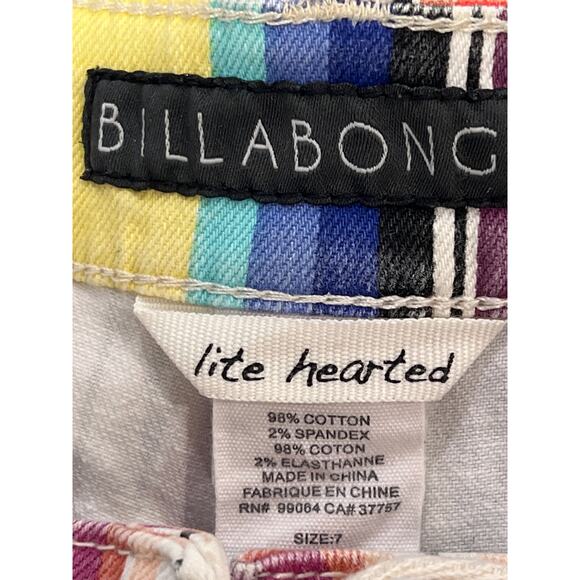 Billabong Women’s Lite Hearted Rainbow Striped Distressed Shorts Size 7 Multi - Picture 6 of 6